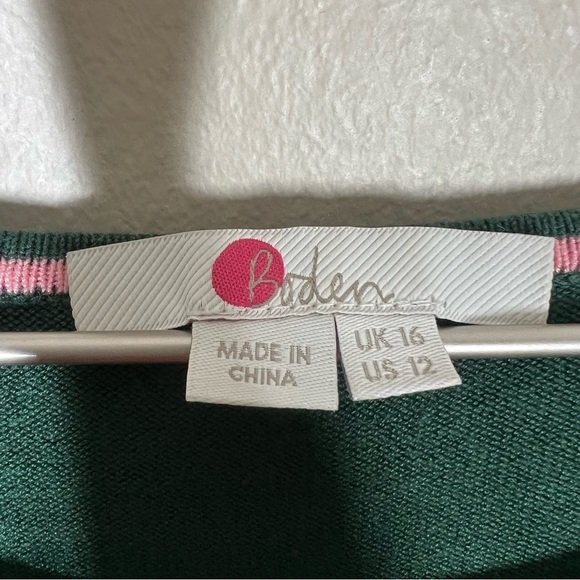 Boden Womens Lavinia Ruffle Trim Knit Sweater Size 12 Green Work Office - Picture 6 of 10